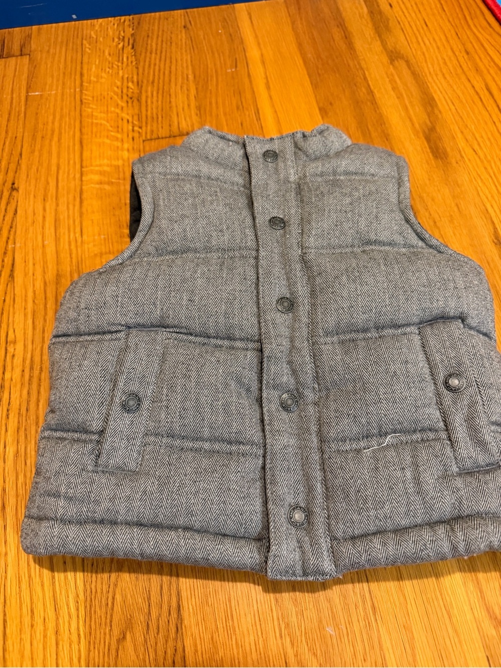 Janie and Jack Gray Herringbone Puffer Vest 12-18 Months